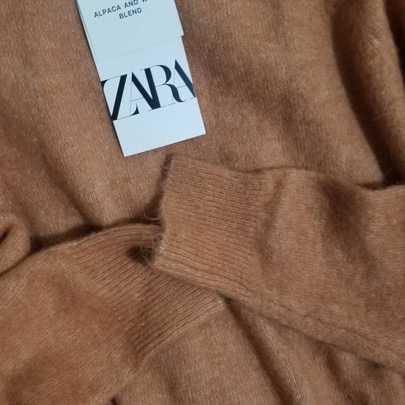 NWT ALPACA AND WOOL BLEND ORANGE BROWN CAMEL SWEATER. - Picture 10 of 10